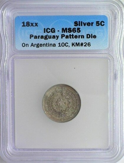 RARE PARAGUAY 18xx 5 CENTS ON ARGENTINA 10C -PATTERN