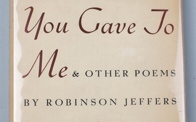 JEFFERS, ROBINSON. SUCH COUNSELS YOU GAVE TO ME & OTHER POEMS. 1937, SIGNED ASSOCIATION COPY