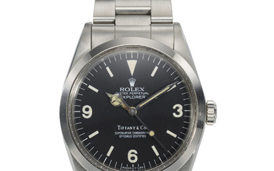 ROLEX, RETAILED BY TIFFANY & CO., REF. 1016, EXPLORER, A VERY FINE AND RARE STEEL WRISTWATCH
