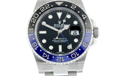 ROLEX - a stainless steel Oyster Perpetual GMT-Master II "Batman" bracelet watch, 40mm.