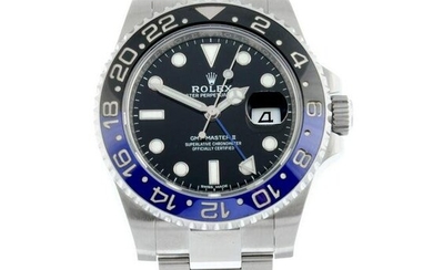 ROLEX - an Oyster Perpetual Date GMT-Master II Batman bracelet watch. Stainless steel case with