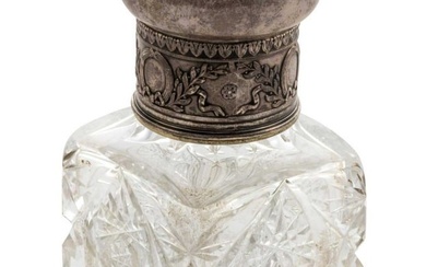 RUSSIAN IMPERIAL SILVER MOUNTED CUT GLASS DECANTER