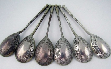 RUSSIAN IMPERIAL SIX SILVER SPOONS, MARKED