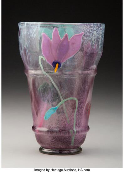 Rare Galle Marquetry Cameo Glass Vase (circa 1900)