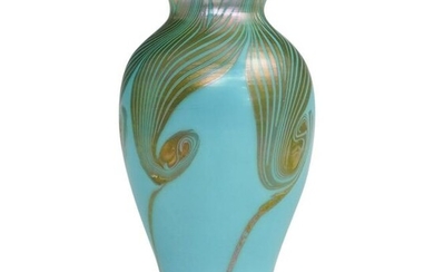Rare Steuben Iridized Turquoise Vase