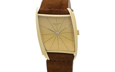 Reference 3424 A yellow gold asymmetrical wristwatch, designed by Gilbert Albert, Circa 1962
