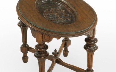 Renaissance Revival Walnut Side Table with Carved Top