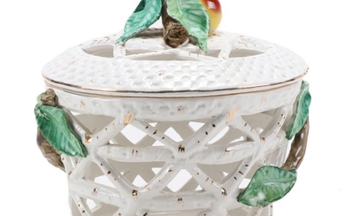 Reticulated Italian Porcelain Lidded Basket Bowl