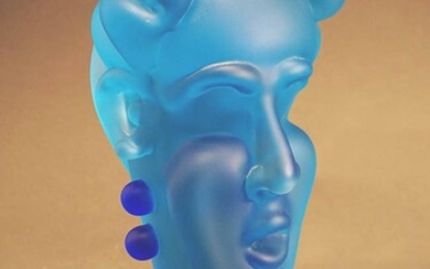 Richard Jolley (American, b. 1952), Enchanted, Blown and Sandblasted Art Glass Sculpture, H: 13-1/4 inches