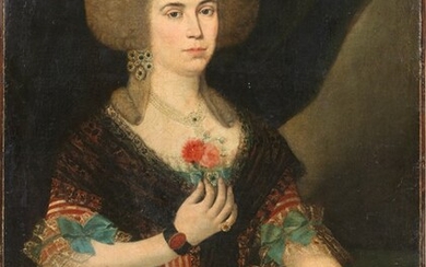 Ritratto di donna con mazzolino di fiori, Scuola inglese fine XVIII secolo