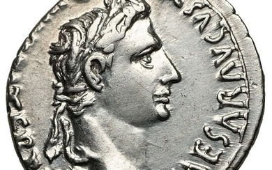 Roman Empire. Augustus (27 BC-AD 14). AR Denarius,Lugdunum, Caius und Lucius Caesar, Top-Portrait