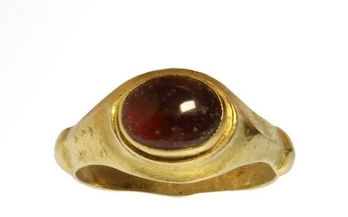 Roman Gold Ring, Cabochon Garnet