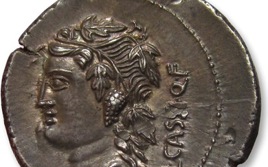 Roman Republic. L. Cassius Longinus. Rome 78 B.C.. Denarius Rome mint - Struck from fresh dies & beautifully toned - rare in this high quality