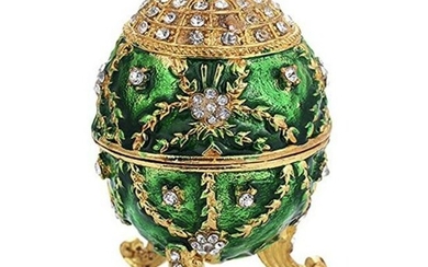 Russian Enamel Royal Gilt Trinket Jewel Box Egg