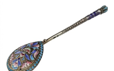 Russian silver and cloisonne enamel spoon. Moscow. 1908-1917.