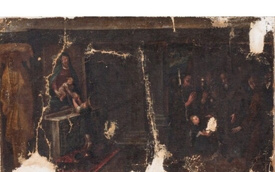 SCUOLA SICILIANA XVIII SECOLO, Scena d'interno, olio su tela