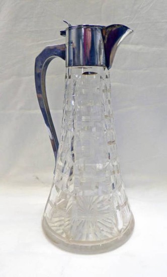 SILVER MOUNTED CUT GLASS CLARET JUG, SHEFFIELD 1926