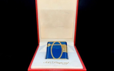S.T. Dupont - Paris - “Soubreny Baalbek” - Rare Vintage Luxury Lighter - Blue Chinese Laquer - 18K Gold Plated - Lighter