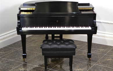 STEINWAY BLACK LACQUER BABY GRAND PIANO, MODEL M