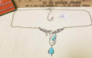 STERL. NECKLACE W/ TURQUOISE