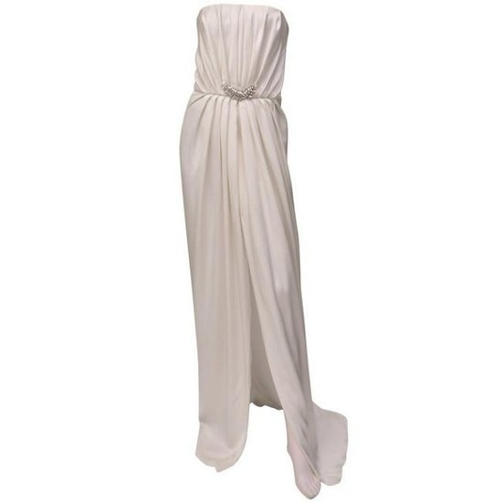 Saint Laurent Embellished White Silk Dress ***ROYAL