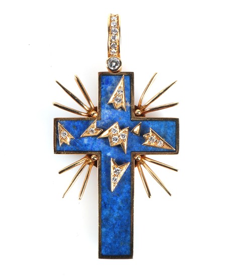 "Salvador Dali" Lapis Lazuli Brillant Kreuzanhänger