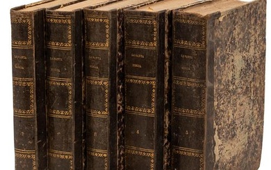 Scio de San Miguel, D. Felipe (Traductor). La Santa Biblia. México: Establecimiento Tipográfico de Andres Boix, 1853. Pzs: 5.