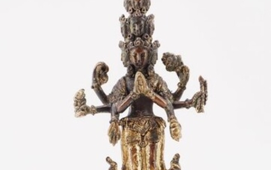 Sculpture - Gilt bronze - Avalokiteshvara the bodhisattva of compassion - Sino-Tibetan - 18th century