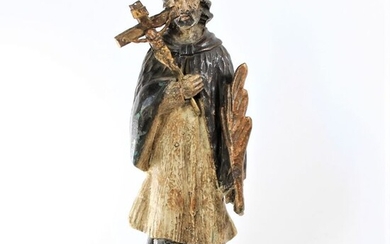Sculpture, Saint John of Nepomuk - Polychromed wood Folk Statue - Wood - Late 18th century