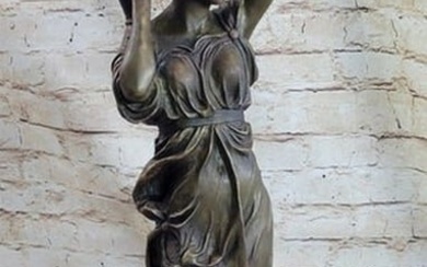 Sculpture of Classical Roman Woman Water Carrier on Marble Base