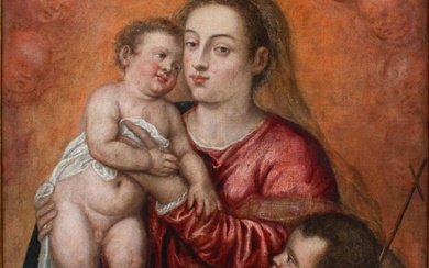 Scuola di Tiziano (1488/1490 – 1576) - Madonna con Bambino e San Giovannino