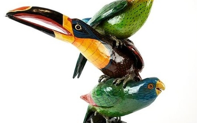 Segio Bustamante Figural Group of Birds Signed