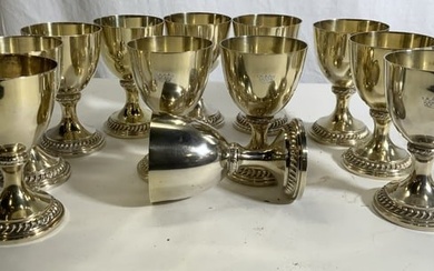 Set 12 Silver Plated Gold Wash Goblets