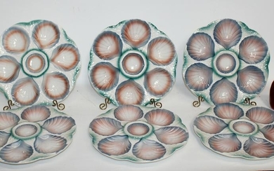 Set of French 6 Sarreguemines oyster plates