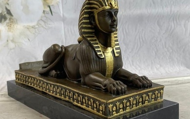 Signed Egyptian Sphinx Bronze Sculpture