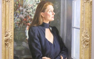 Signed "Portrait of Woman" Oil Painting on Canvas