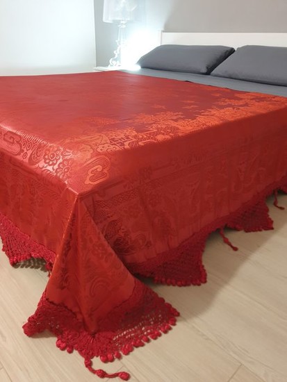 Silk bedspread with fringes - Silk - 1920-1949