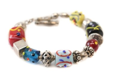 Silpada Sterling Silver Glass Bracelet sterling and multicolored glass charms