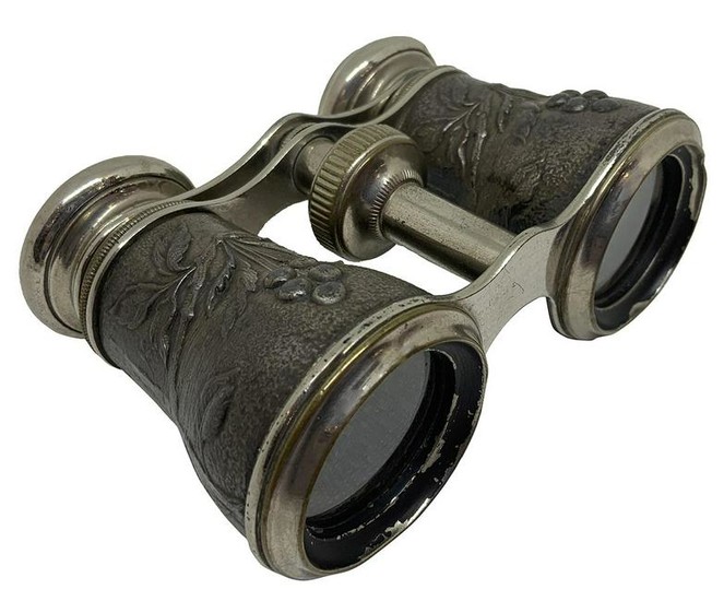 Silver Binoculars with floral decorations from the late