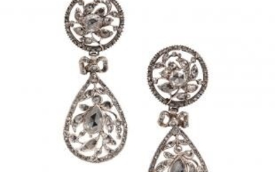Silver and Rose-cut Diamond Earrings