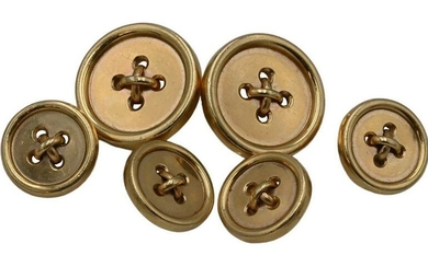 Six Tiffany & Company 14 Karat Buttons, to include four