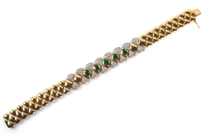 Smaragd Brillant Armband zus. ca. 3,50 ct