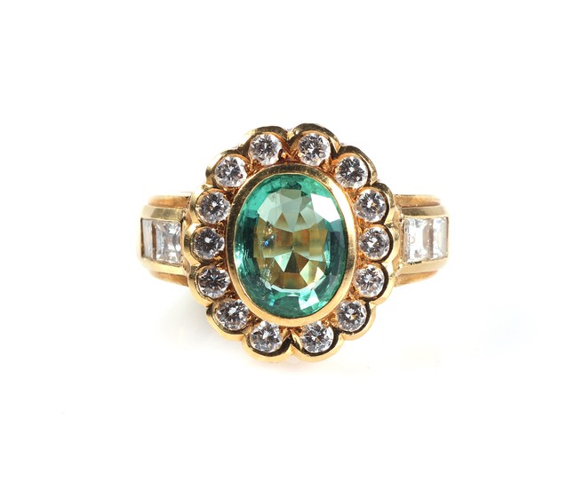 Smaragd Brillant Diamant Damenring