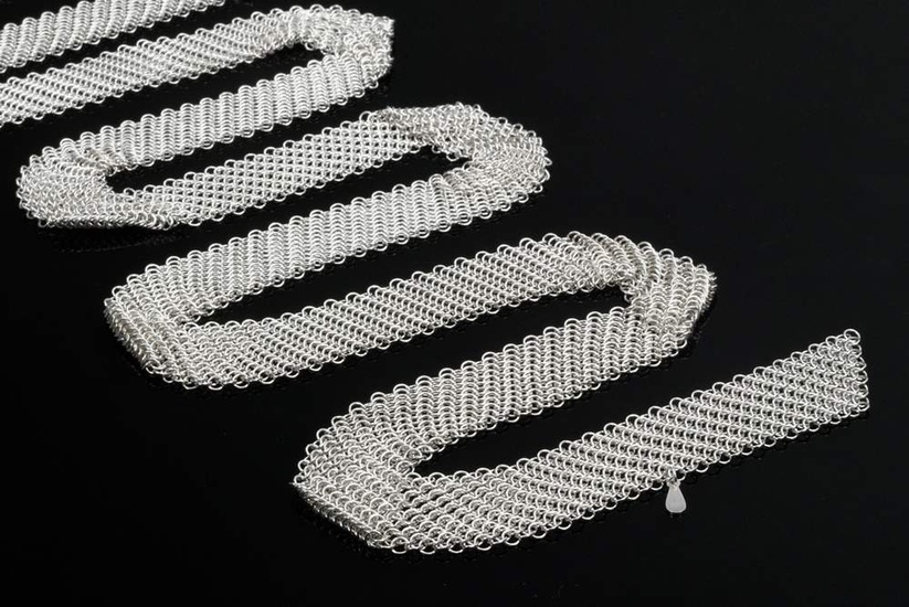 Soft Tiffany & Co. silver 925 "Mesh" scarf shaped mesh necklace, design: Elsa Peretti, 142g, 125x2cm