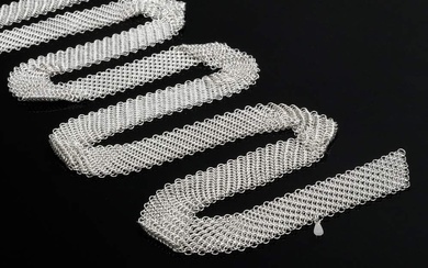 Soft Tiffany & Co. silver 925 "Mesh" scarf shaped mesh necklace, design: Elsa Peretti, 142g, 125x2cm