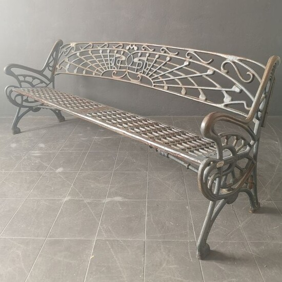 Solid cast iron 4 seater garden bench Art Nouveau style