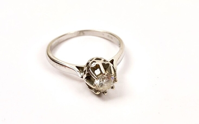 Solitaire en or gris (750) griffé d'un diamant taille brillant pour environ 0,25 cts. T...
