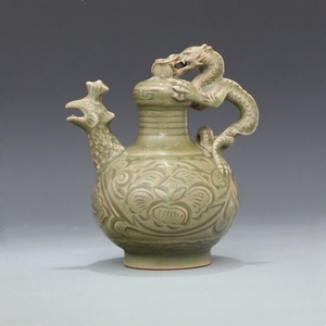 Song Dynasty Dragon Phoenix carving Porcelain kettle