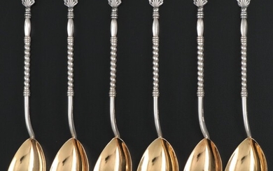 Soviet Russian 875 Silver Teaspoons, Mid to Late 20th Century