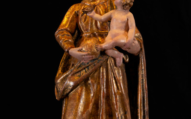 Spectacular sculpture in tabletop carving Virgin and Child Italian Romanist...